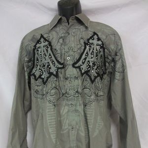 Roar Mens Enough Excuses Button Down Shirt Gray